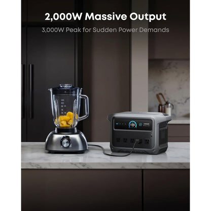 Gerador Solar Portátil 2000W com Bateria 1024Wh, Carregamento Rápido, Ideal para Casa, Atividades ao Ar Livre e Acampamento