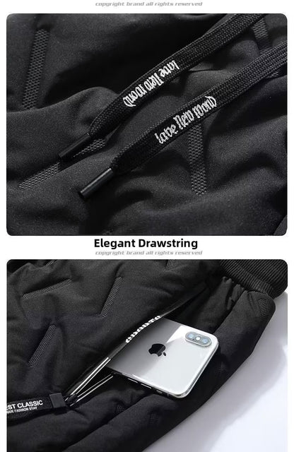 Calça Masculina de Algodão Acolchoada Inverno Outdoor à Prova de Vento Quente Casual Calça Jovem Moda Calça Longa Terreno Nevado