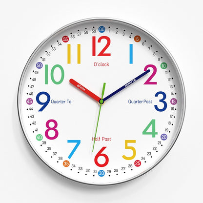 12 Inch Early Education Wall Clock Cartoon Children's Time Management Quartz Clock Home Wall Hanging Silent Clock 30CM