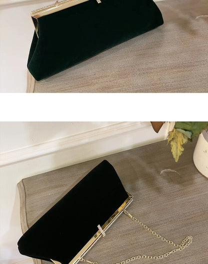 Autumn Winter Luxury Silk Velvet Clutch with Rhinestone Decoration for Formal Events Evening Party Women's Bag