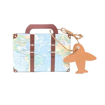 10/20/50pcs Mini Travel Suitcase Candy Box Kraft Paper Chocolate Favor Gift Box Packaging Bag Wedding Birthday Party Decoration