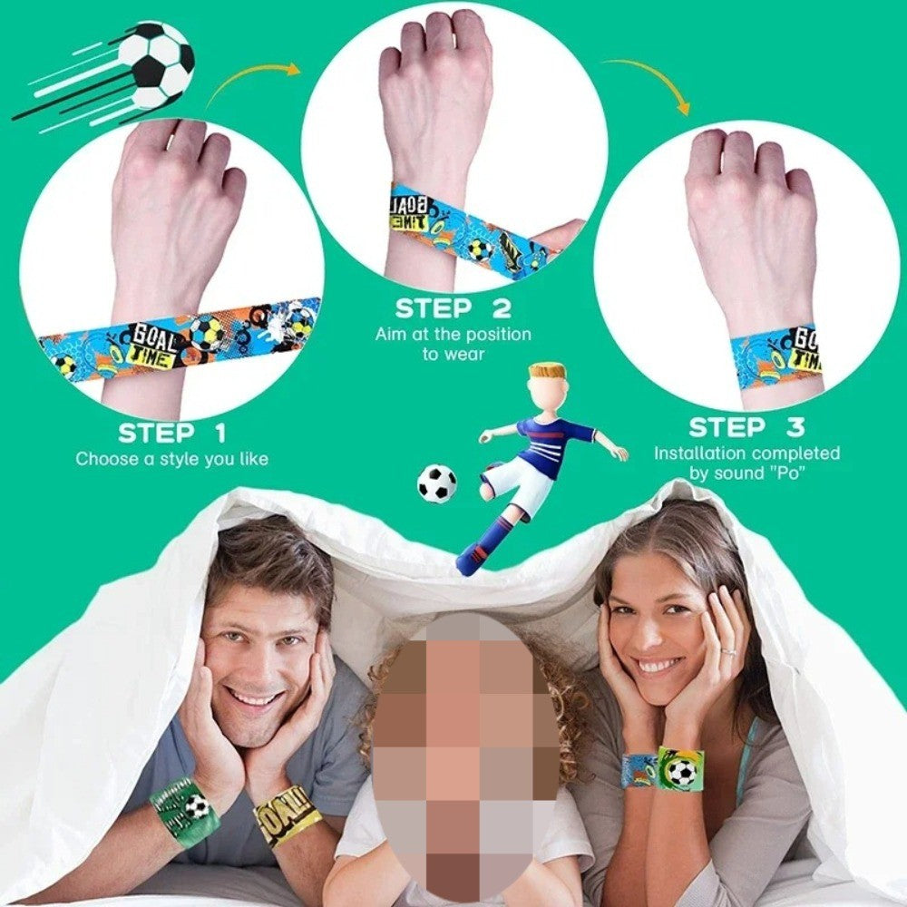 12-72Pcs Pack Football Pattern Slap Bracelets Birthday Party Favors Football Carnival Gifts Classroom Prize Giveaways Fillers