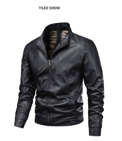 Autumn Thin Velvet Leather Jacket Men 2025 New  Coat Men's Top Windproof Leisure Mens Streetwear Zipper Retro Moto Biker jackets