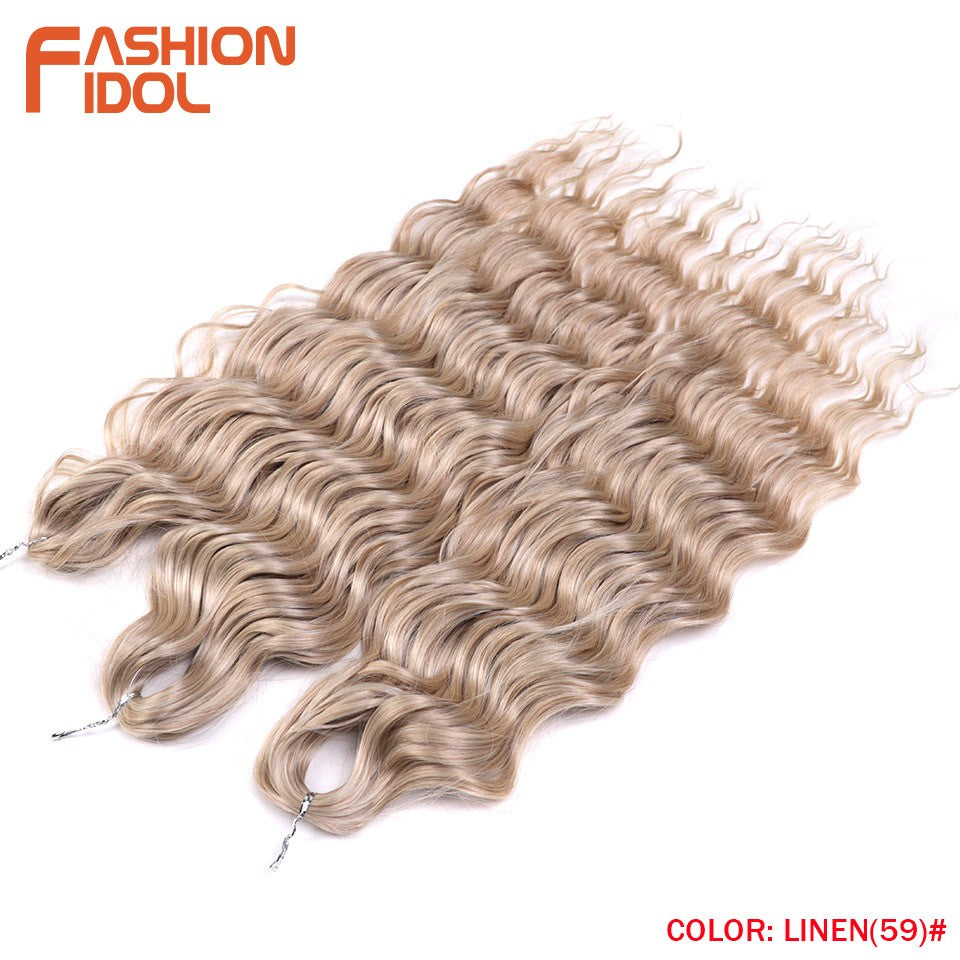 FASHION IDOL Cabelo de Crochê Torção Laranja Extensões de Cabelo Trançado de Onda Profunda Sintética Cabelo Onda de Água 24 Polegadas Fibra Resistente ao Calor