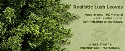 2/3/4/5/6FT Artificial Topiary Cedar Trees UV-Resistant Faux Evergreen Outdoor Indoor Plants Black Pot Faux Cedar Topiary Plants Christmas Trees for Front Porch Entryway & Patio Xmas Decor