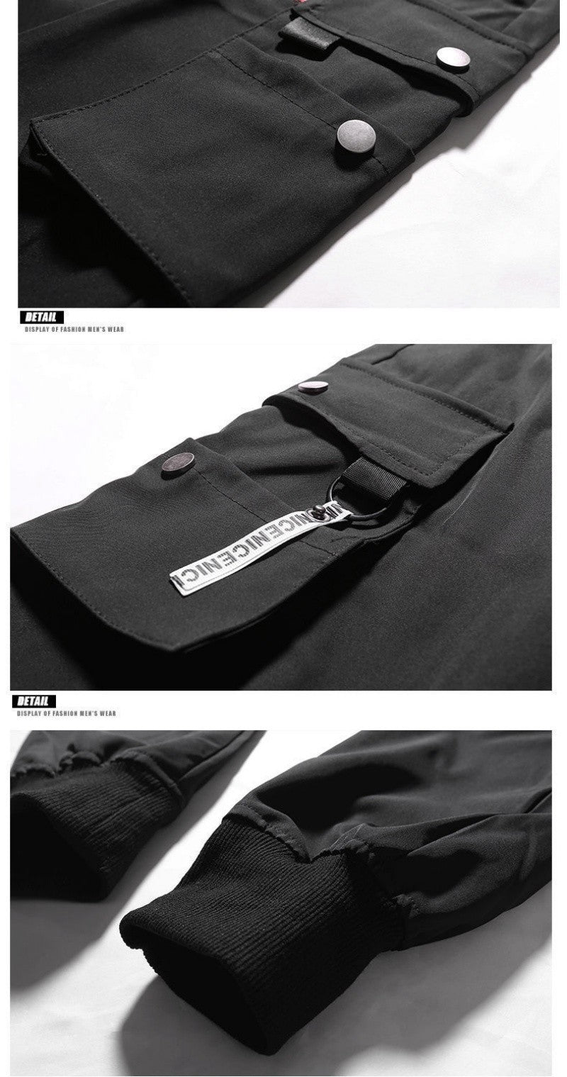 Men's Loose Multi Pocket Jogging Pants,Male Street Style Waist Drawstring Work Pants Suitable for Outdoor Fitness and Vacation