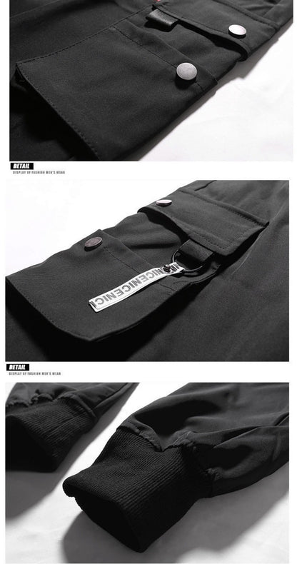 Men's Loose Multi Pocket Jogging Pants,Male Street Style Waist Drawstring Work Pants Suitable for Outdoor Fitness and Vacation
