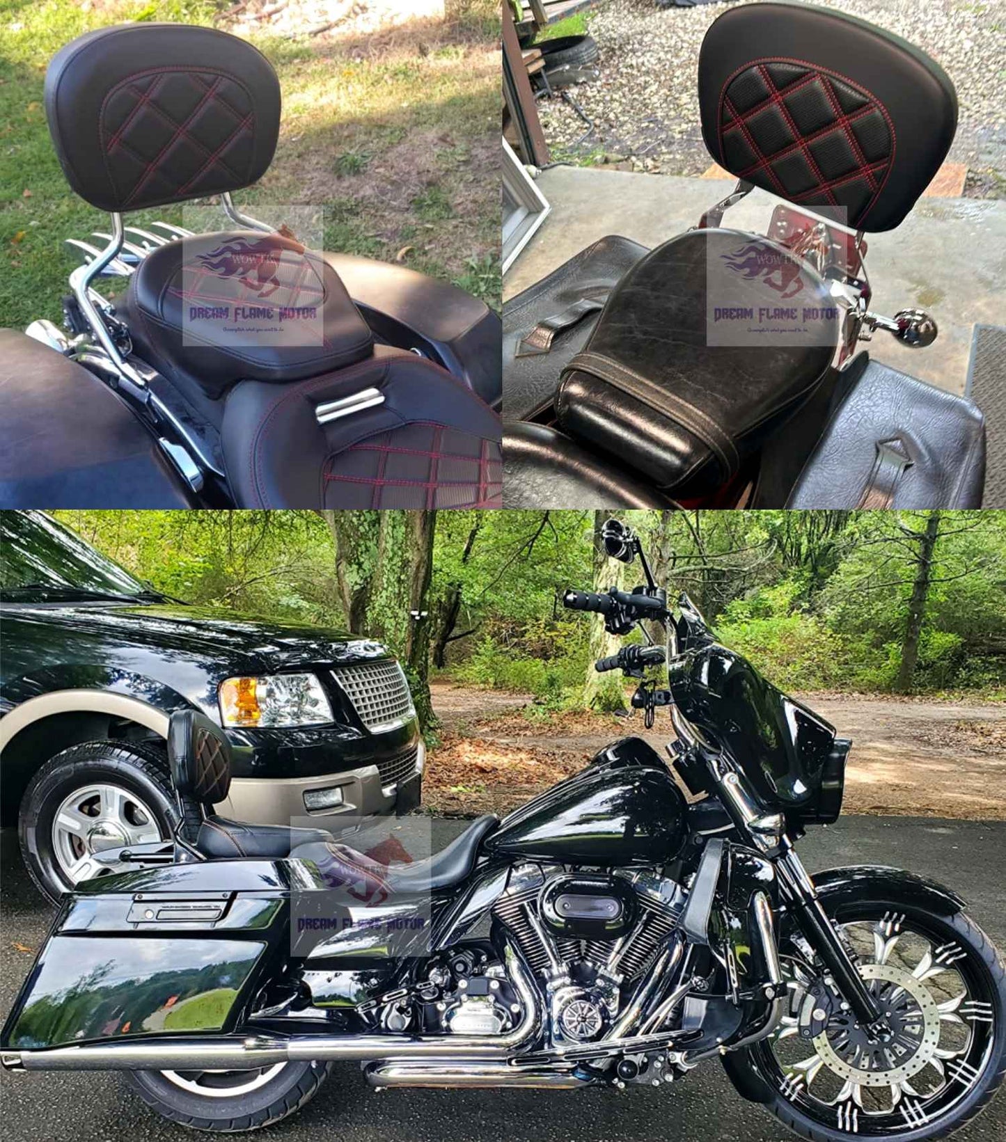 Encosto de Passageiro Sissy Bar Almofada para Motocicletas Harley Touring CVO Street Bob Road King Electra Glide 1995-2024