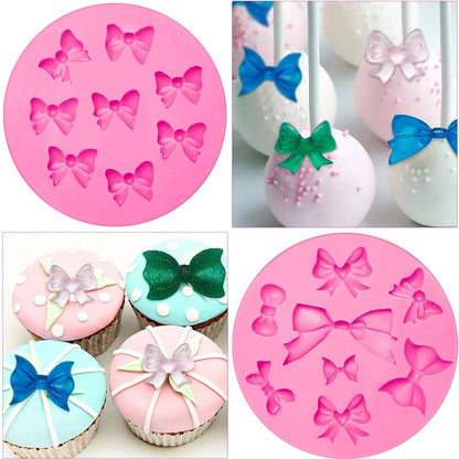 Mini Bows Silicone Fondant Molds Bowknot Candy Chocolate Cake Pop Accessories Cakepop Cupcake Topper Decorating Tools Kitchen
