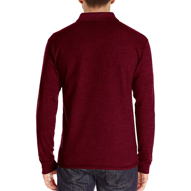 Spring Trend Men's Long Sleeve Casual Tshirt Solid Lapel Button Up Pullover Tops Autumn Turn Down Collar Bottoming Polo Shirt