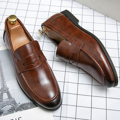 Men's Dress Shoes Trend Casual Business Leather Shoes For Men Classic Slip On Formal Social Wedding Leather Shoes Men Loafers