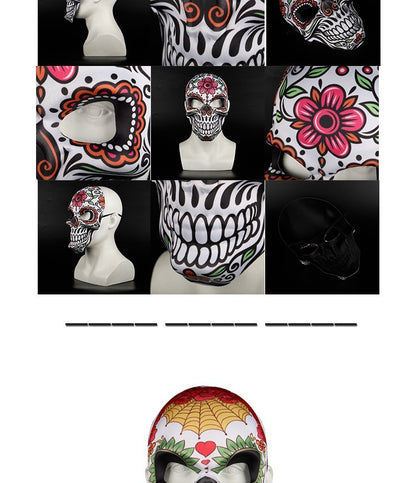 2023 Masks Mexican Day of The Dead Skull Mask Cosplay Halloween Skeletons Print Masks Dress Up Purim Party Costume Prop