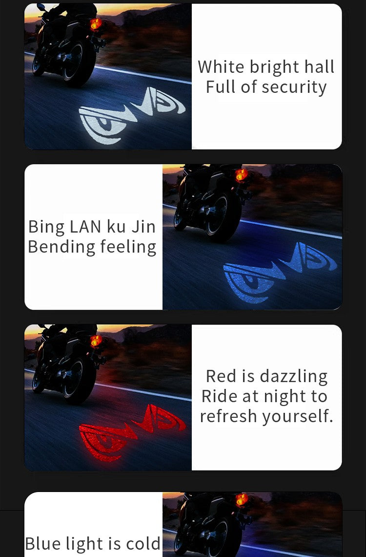 Luzes de Projeção Traseira de LED para Motocicleta Olho de Diabo Luzes de Chão para Veículos Elétricos Luzes Ambiente de LED Luz de Aviso de Alto Brilho