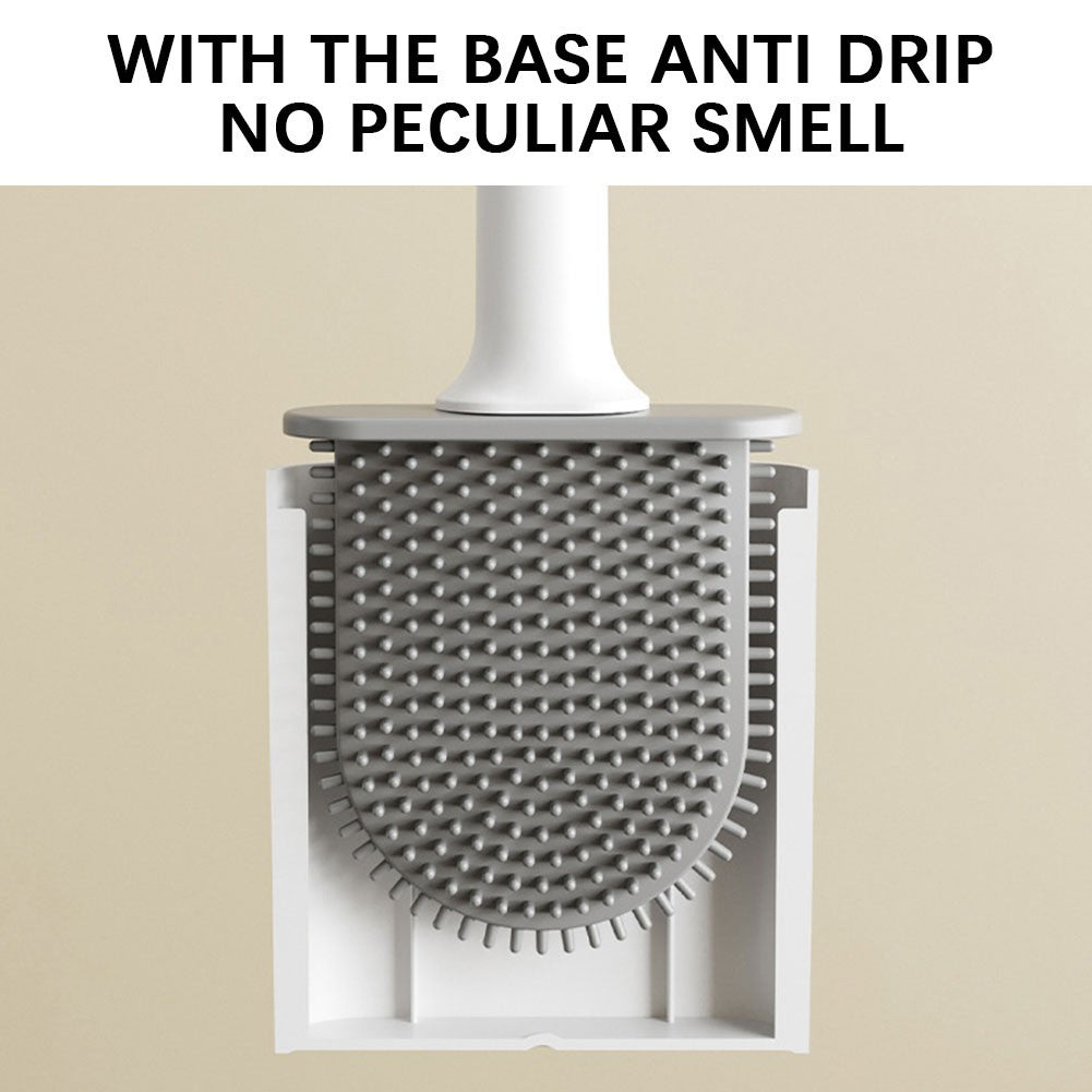 Silicone Toilet Brush With Holder Wall-Mounted Toilet Cleaning Brush Rubber Bristle Toilet Cleaner Brushes Bathroom Accessories