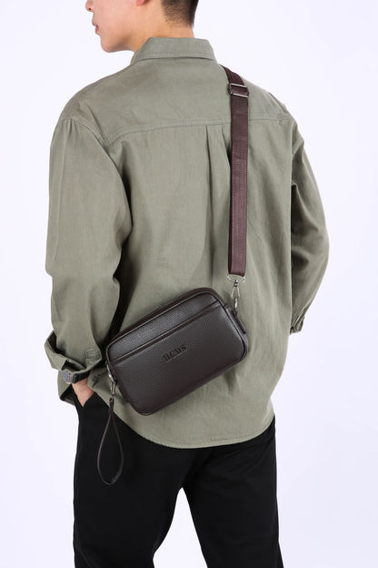 New Style Casual Men's Single Shoulder Bag - Portable Side-Hand Carrying Bag With Wrist Strap - Business-Style Crossbody Bag