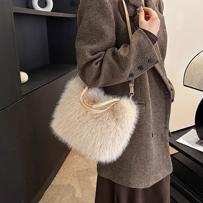 Solid Zipper Women's Shoulder Bags Ladies Bags on Sale 2024 High Quality Winter Milk Cotton Women's Handbags Fashion Soft Bolsos