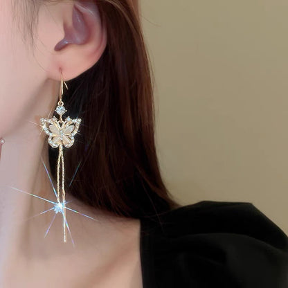 Nova Tendência da Moda Design Único Elegante Delicado Zircônia Borboleta Tassel Brincos Para Mulheres Joias Festa de Casamento Presentes Premium
