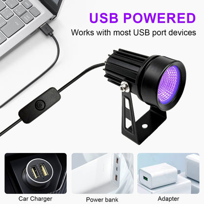 UV Purple Light Spot Light 5V USB Plug UV Projection Light With Clip Clamp Lamp LED Black Light for Glow Party Halloween