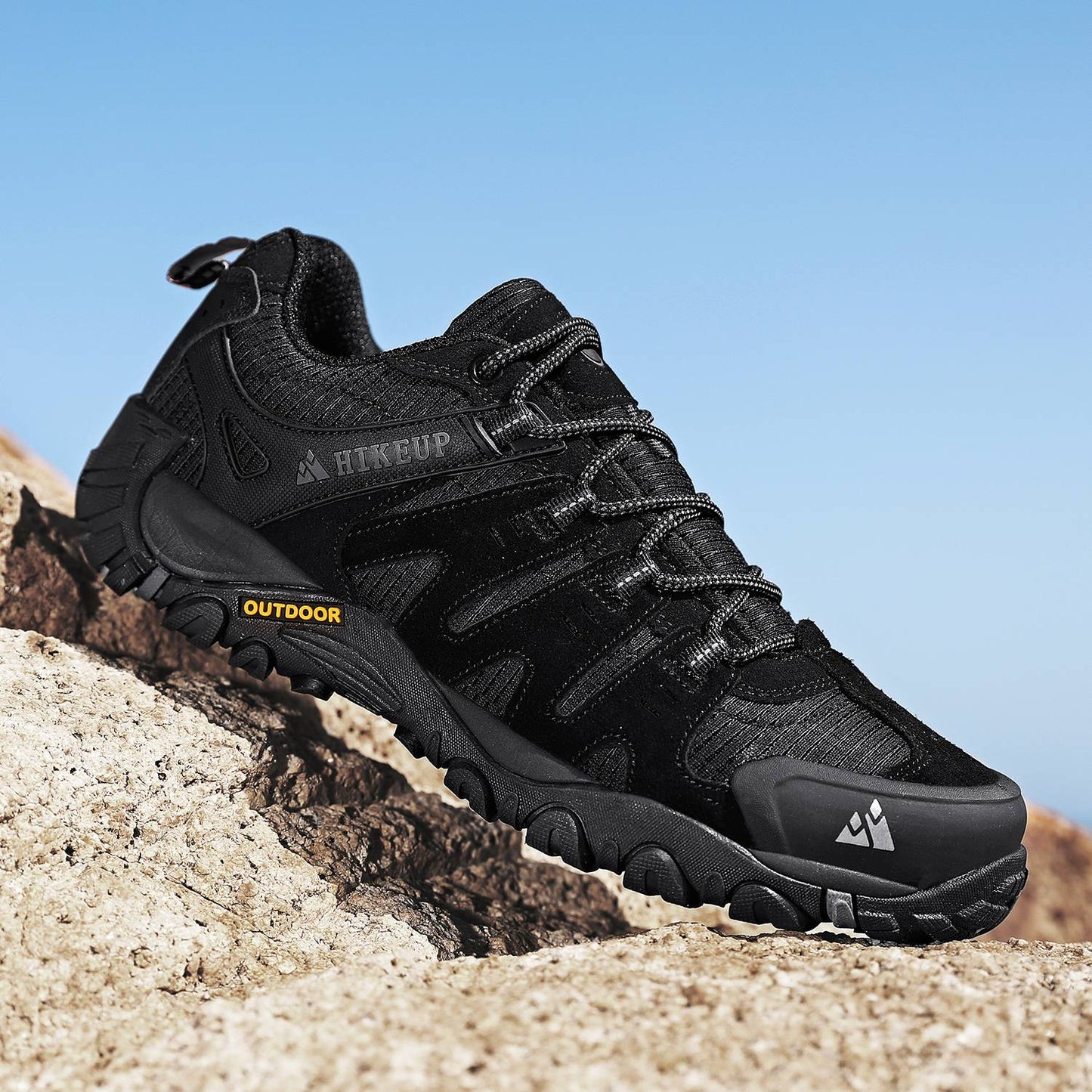 HIKEUP Tênis Masculino de Caminhada em Couro Camurça, Calçados Outdoor Resistentes ao Desgaste Masculinos para Trekking, Caminhada, Caça e Tênis Táticos