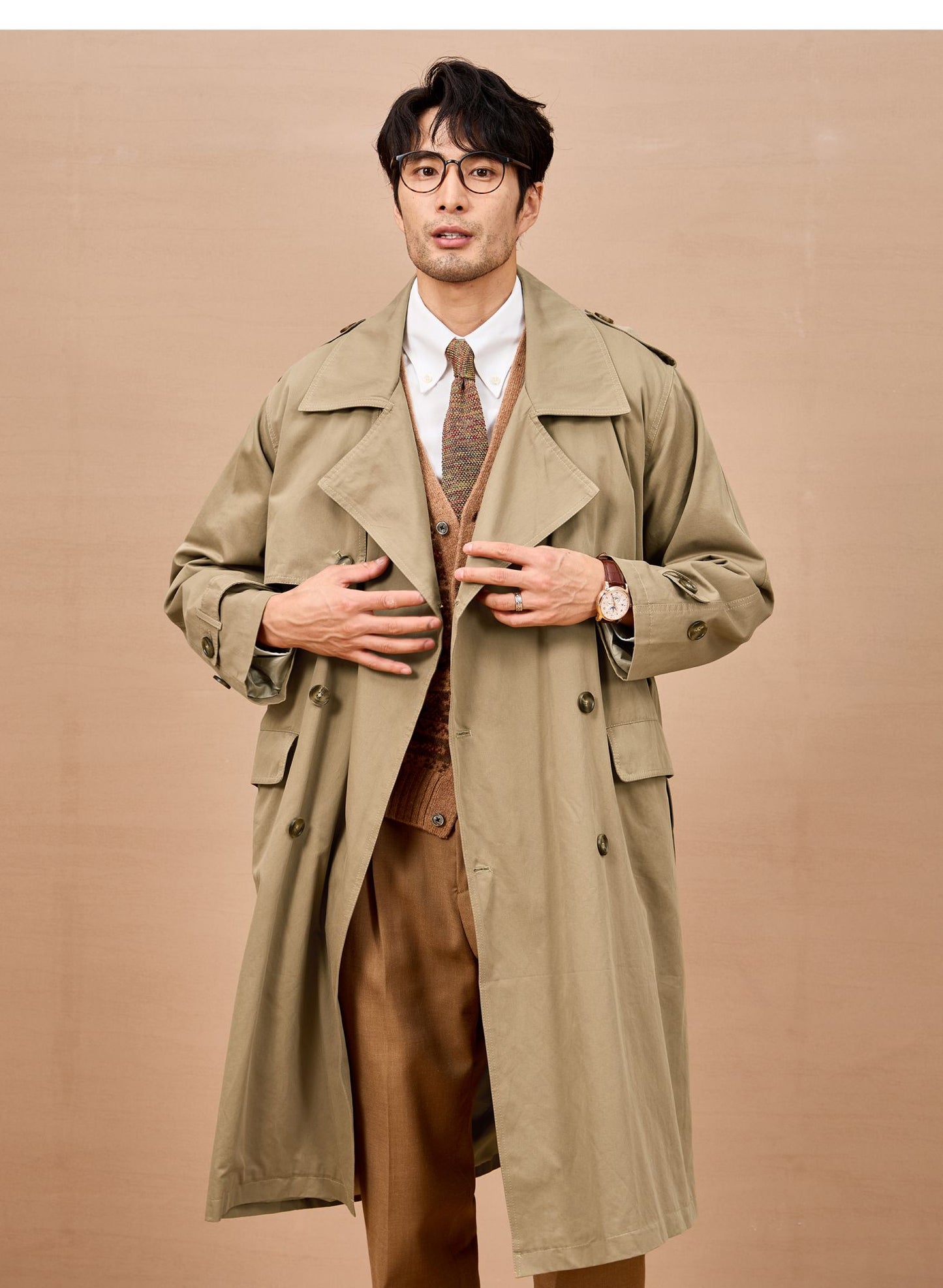 Mauroicardi Spring Autumn Long Black Khaki Trench Coat Men Shoulder Pads Double Breasted Chic British Style Fashion Clothes 2025