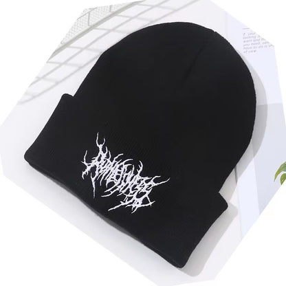 Warm Women Men Winter Beanies Hats Gothic Street Punk Knitted Bonnet Caps 100% Cotton Fashion Keep Warm Skullies Beanies Hats