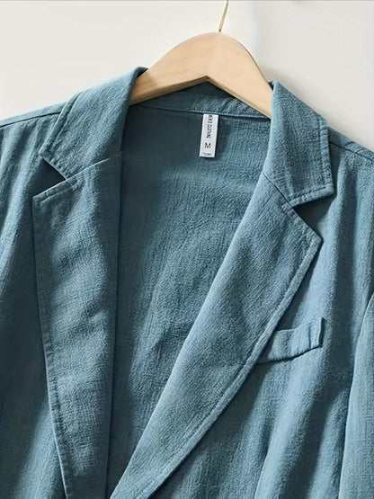 White Cotton Linen Suit Coat Men's Spring Summer Pure Color Slim Casual Business Thin Mens Blazer Jacket Comfortable Breathable