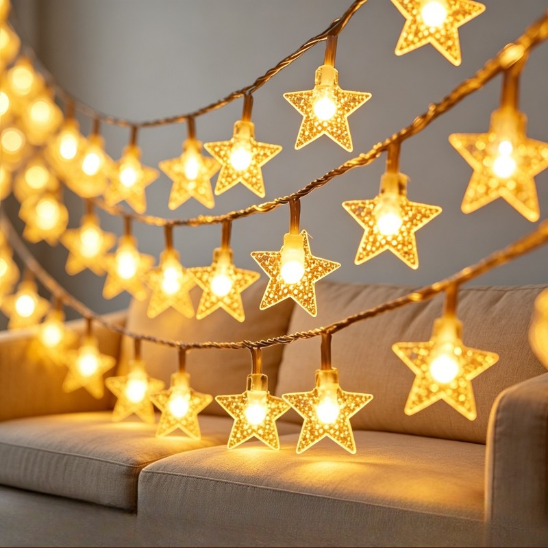 LED String Lights Outdoor Star Chain Lights Garland Lights Bulb Fairy Lights Party Home Wedding Garden Christmas Decor