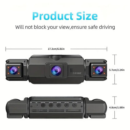 Câmera Veicular 4 Canais 360° Carro DVR Black Box 128G Câmera Frontal Esquerda Direita Traseira Gravador de Vídeo G-Sensor Monitor de Estacionamento 24H