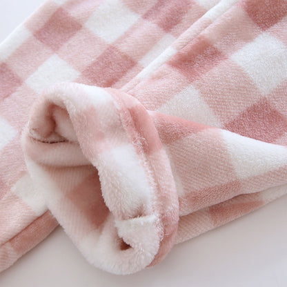 Women Pajama Pants Yoga Pants Elastic Waist Fuzzy Fleece Plaid Bottoms Soft Lounge Sleepwear With Pockets Plush Pajamas Pants