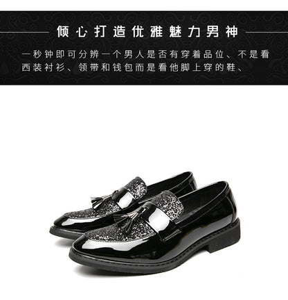 British Style Sequined Leather Shoes Men Golden Men's Loafers Big Size 38-47 Luxury Comfortable Business Shoes Men Formal Shoes