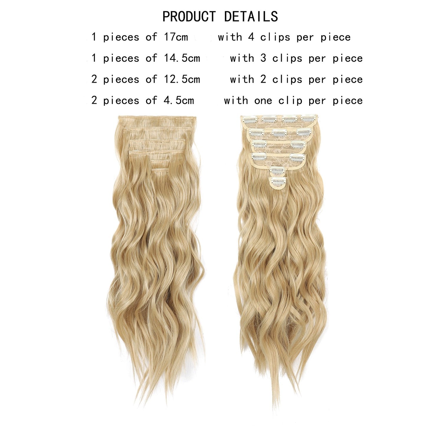 Jeedou 185g Thick Soft Hairpieces Clip in Hair Extensions 6PCS Water Wavy Long 24Inch Synthetic Hair for Women Party Daily Use