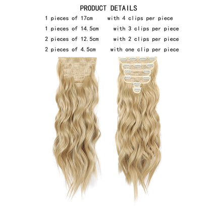 Jeedou 185g Thick Soft Hairpieces Clip in Hair Extensions 6PCS Water Wavy Long 24Inch Synthetic Hair for Women Party Daily Use