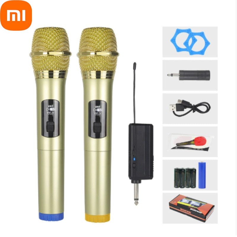 Microfone Sem Fio Xiaomi 2.4G UHF Frequência Fixa 2 Canais Microfone de Mão Para Festa Ao Vivo Karaokê Reunião Profissional