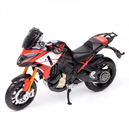 Miniaturas de moto de aventura Bburago Ducati Multistrada V4 Pikes Peak em escala 1/18, modelo de motocicleta de brinquedo diecast, vermelha