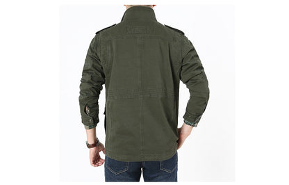 Autumn Men's Military Jacket Casual Man Stand Collar Cotton Business Coats Men Multi-pocket Windbreaker Jackets Clothing 7XL
