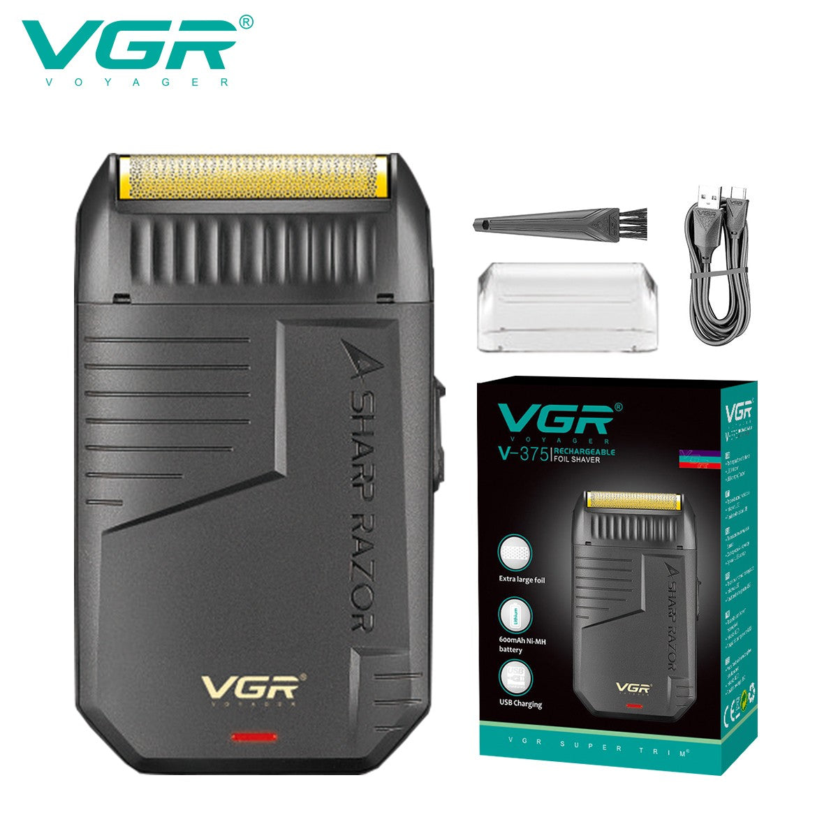 VGR Electric Shaver Professional Beard Trimmer Rechargeable Razors Foil Shaver Reciprocating Mini Shaving Machine for Man V-375