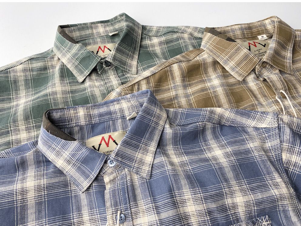2025 Summer New American Retro Short Sleeve Lapel Plaid Cargo Shirt Men's Simple 100% Cotton Washed Single Pocket Casual Blouses