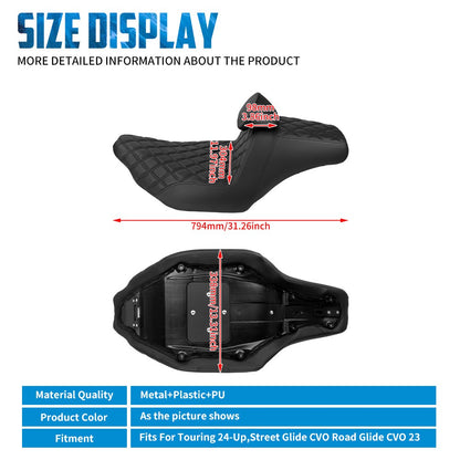 Assento Duplo de Motocicleta com Encosto para Piloto e Passageiro Para Harley Touring FLHR 2024-UP Road Street Glide CVO 2023
