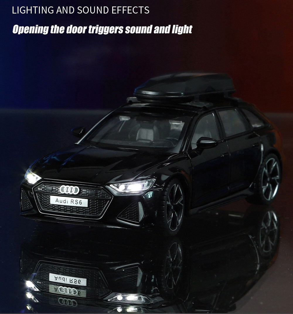 1/32 Audi RS6 Modelo de Carro de Brinquedo com Luz Sonora Portas que Abrem Liga Diecast Modelo de Veículo de Coleção Brinquedo para Menino Adulto Presente de Festival