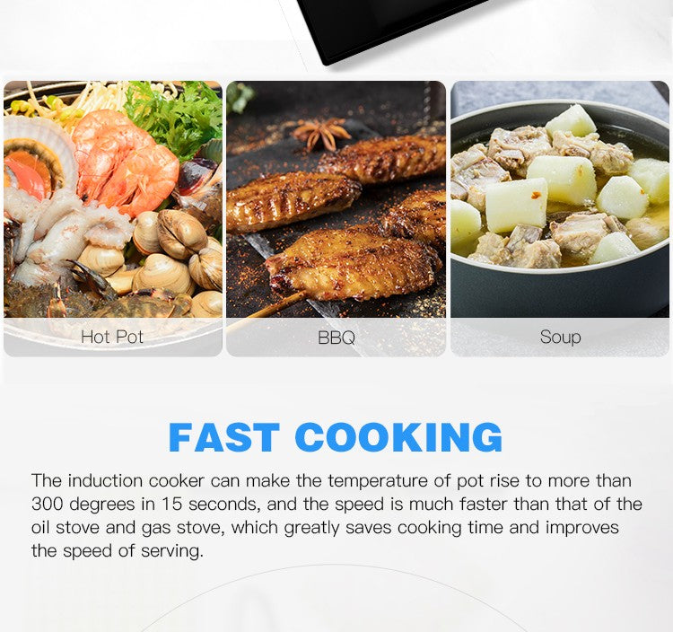 Factory 2025 New kitchen electric hob with Invisible Control Area double induction cooker ceramic plate 4400W induction cooker