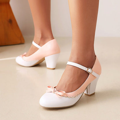 LIHUAMAO candy color Mary jane chunky heel women shoes platform ankle strap pumps party cosplay uniform dress wedding shoes