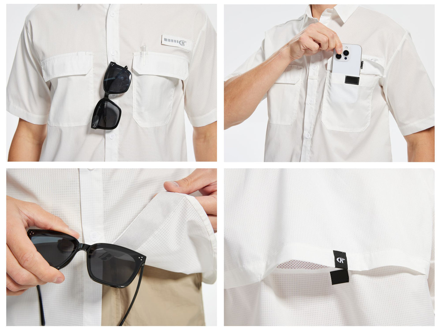 Men's UPF 50+ Short Sleeve Sun Protection Fishing Shirts, Rashguard Casual Button Down Fishing Hiking Shirt with Breathable Mesh