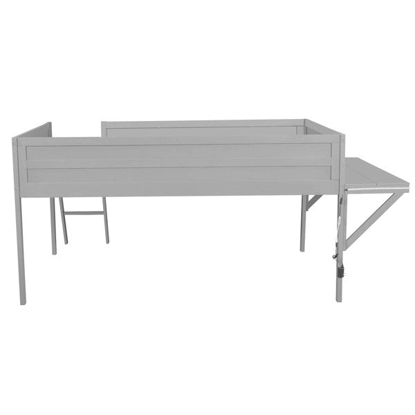 Cama Loft para Jogos de Tamanho Grande com Escrivaninha e Luzes LED, Acabamento Cinza, Design Elegante que Economiza Espaço