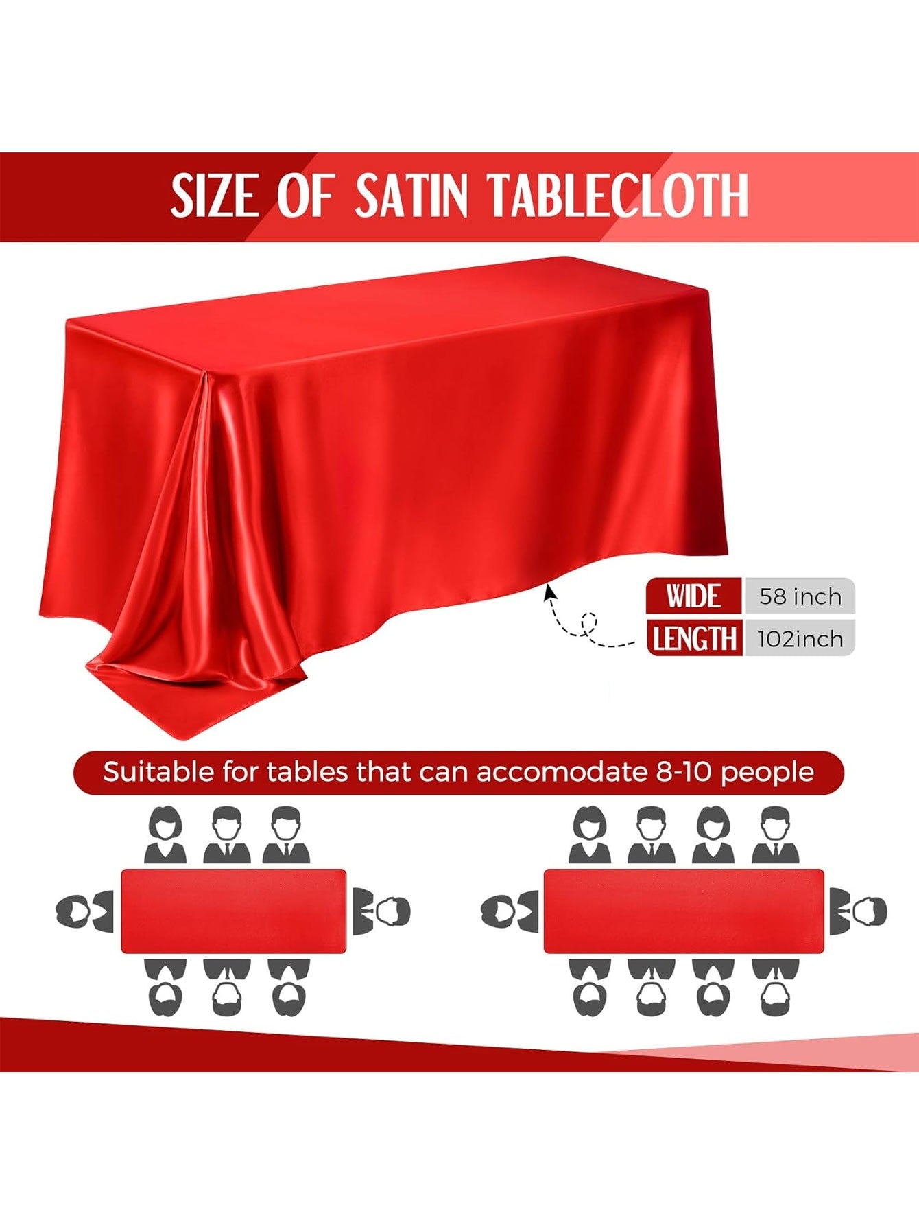 1pc Red satin tablecloth Birthday wedding banquet restaurant festive party served with dining table cover