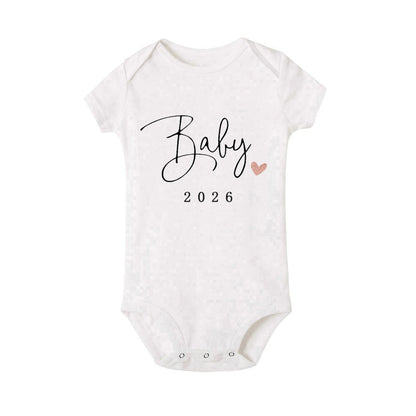 Baby 2026 Print Baby Romper Pregnancy Announcement Newborn Bodysuits Cotton Summer Boys Girls Romper Jumpsuit Clothes Outfit