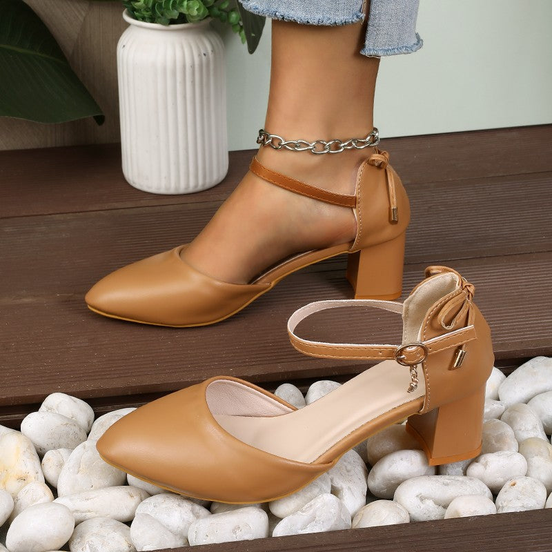 2025 Spring/Summer Hot Sale?Fairy Style Thin-Strap High Heels - Bowknot with Golden Buckle, Comfortable & Versatile