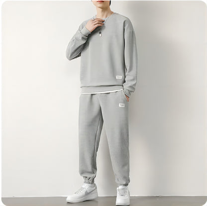 Men's Waffle Suit Sets Casual Long Sleeved Sweatshirt and Pants for Sports Men's T-shirt Hoodie Casual Trousers Set Loose Fit