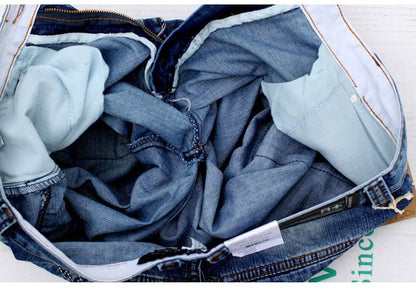 ABOORUN Mens Plus Size Loose Baggy Denim Shorts Fashion Streetwear Hip Hop Skateboard Cargo Jeans Short for Male R1402