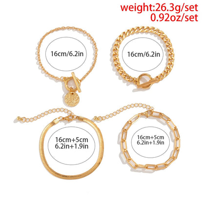 Pulseira Punk Cubana com Pingente de Moeda para Mulheres na Mão Vintage com Fivela OT Corrente Cobra Charme Pulseiras Presente para Casais
