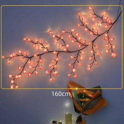 LED Cherry Blossom String Lights USB 8 Modes Artificial Sakura Fairy Vine Light for Bedroom Wall Wedding Party Valentine's Day
